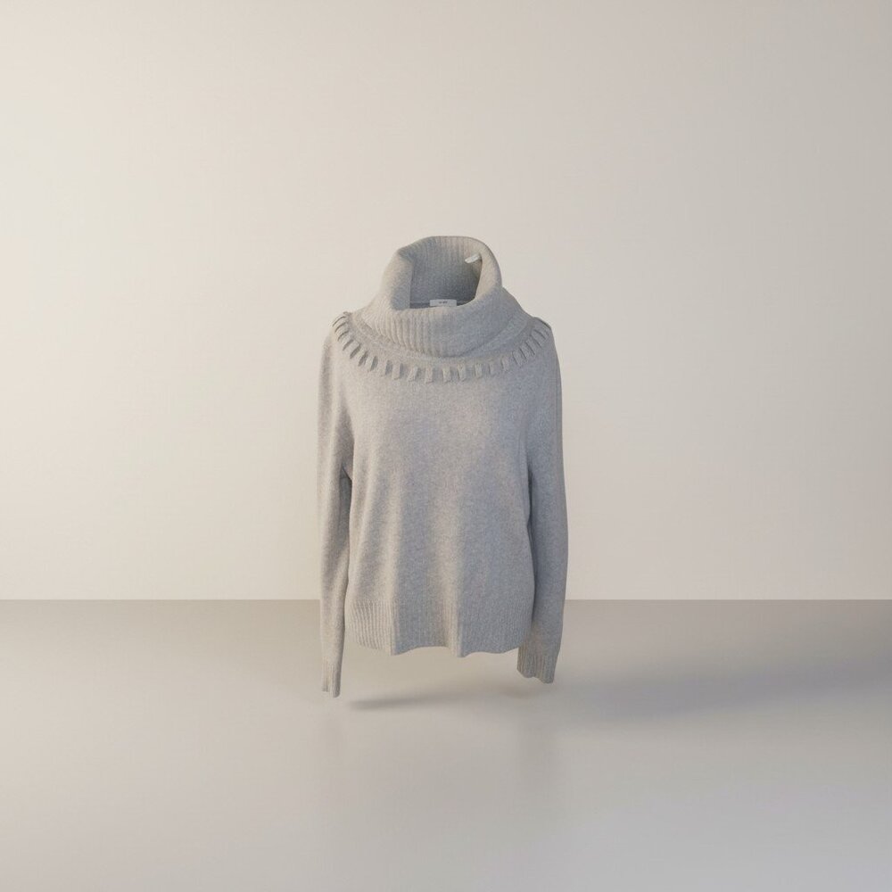 Cashmere Sweater Women’s Antonio Melani Heather Gray Cowl Neck XL - Picture 2 of 5